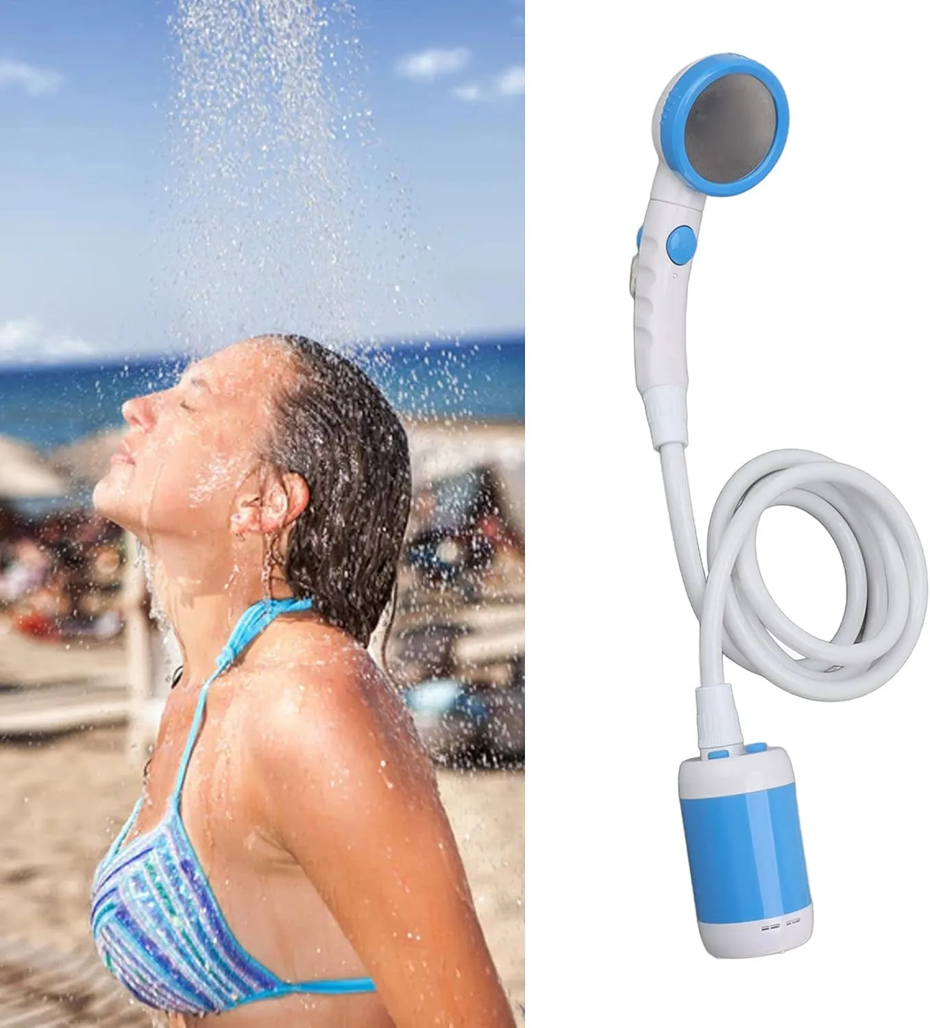 JUOPZKENN Portable Shower Set,Outdoor Shower Camping, Electric Camping Shower,3 Gear Electric Battery Powered Camping Shower Pump for Outdoor Use