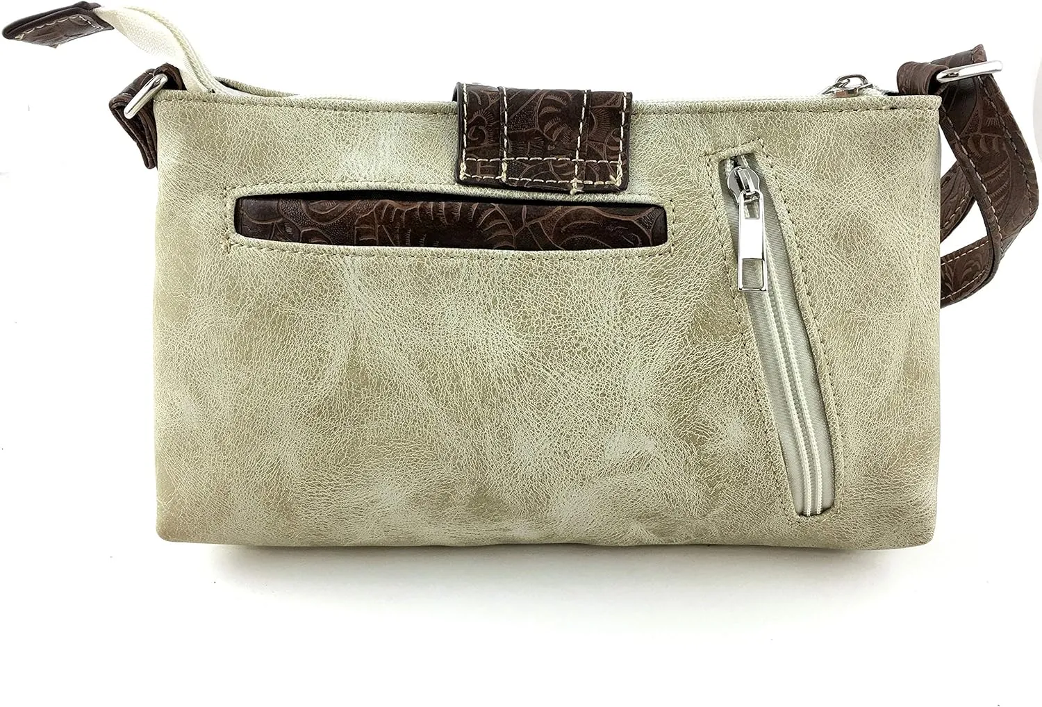 Justin West Purse Laser Cut Rhinestone Silver Buckle Cross Shape Concealed Carry Handbag
