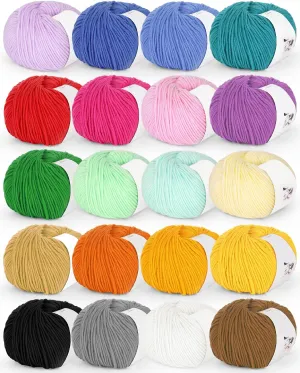 Katech 20 Skeins Cotton Yarn for Crocheting-Sport Weight Yarn 55% Cotton 45% Acrylic-Milk Cotton Yarn-Knitting/Crochet Yarn Kit
