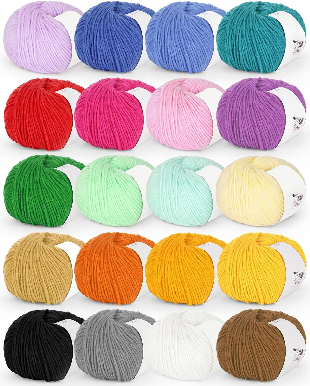 Katech 20 Skeins Cotton Yarn for Crocheting-Sport Weight Yarn 55% Cotton 45% Acrylic-Milk Cotton Yarn-Knitting/Crochet Yarn Kit