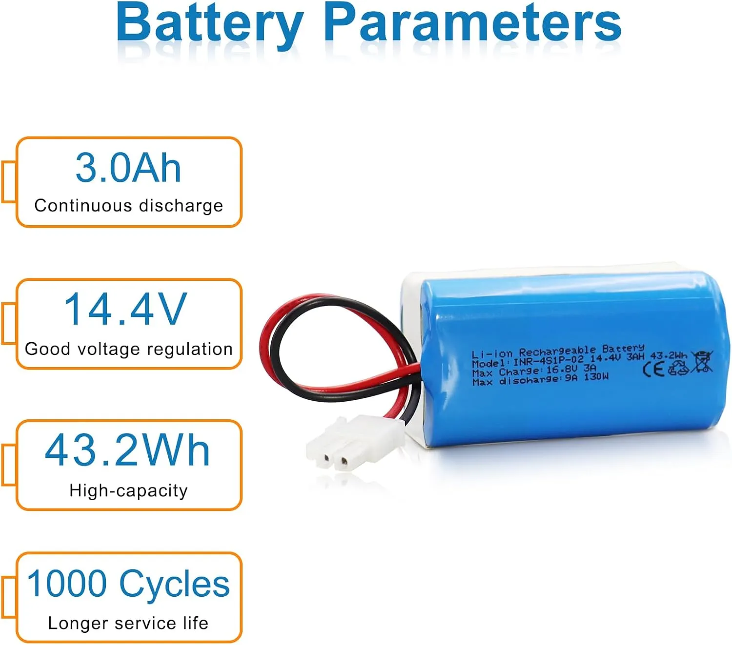 KBT Vacuum Replacement Battery 14.4V 3000mAh Large Capacity Compatible with ILIFE A4s, A4s Pro, A6, A7, A8, A9 Home Smart Vacuum Cleaner Robot