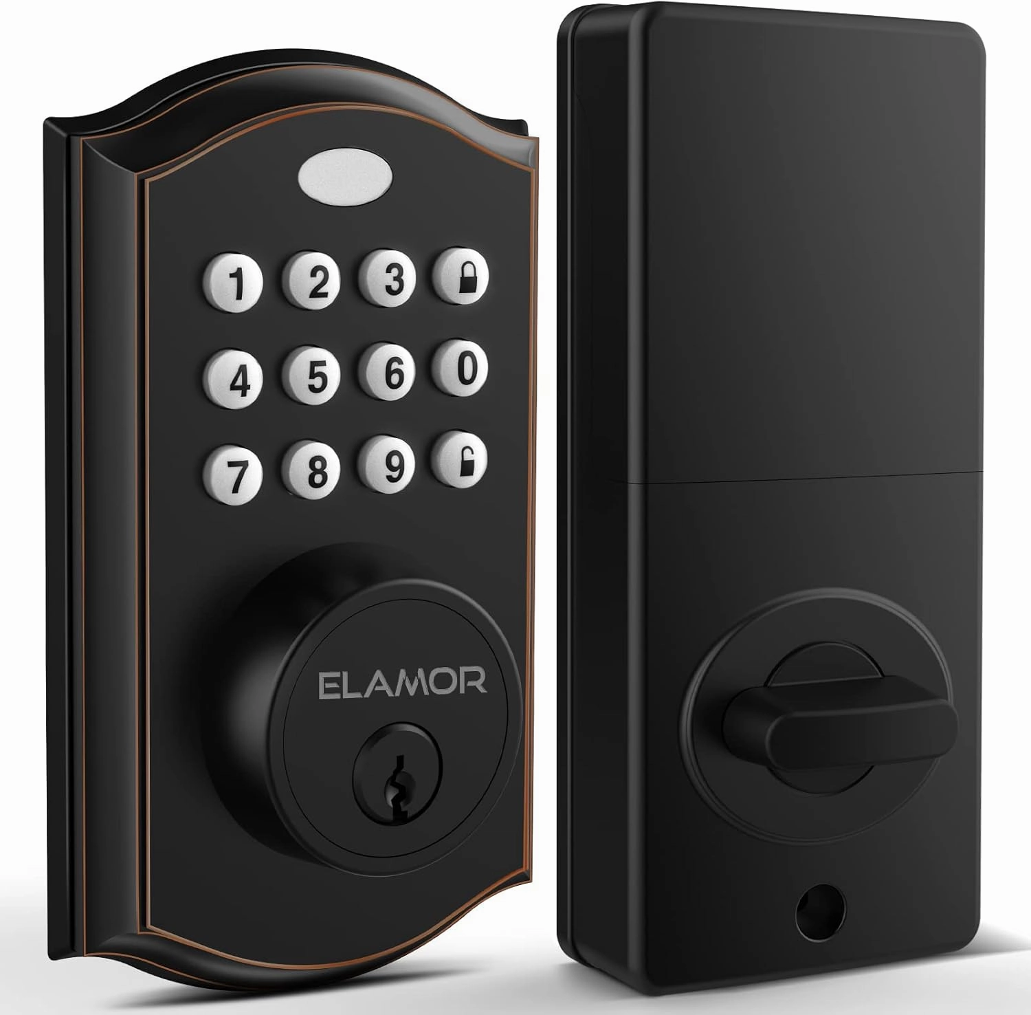 Keyless Entry Door Lock - Electronic Deadbolt Lock with Keypads, Auto Lock, 50 User Codes, Security Waterproof Smart Lock Easy to Install, Ideal for Front Door, Home Use, Apartment - ELAMOR M19 ORB