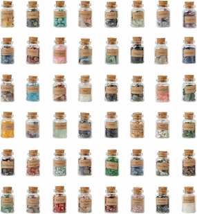 KHOCOEE 48pcs Different Crystals and Healing Stones, Gemstone and Crystals Bottles, Chakra Healing Crystals for Witchcraft, Great Choice for Gift, Collection and Home Decor