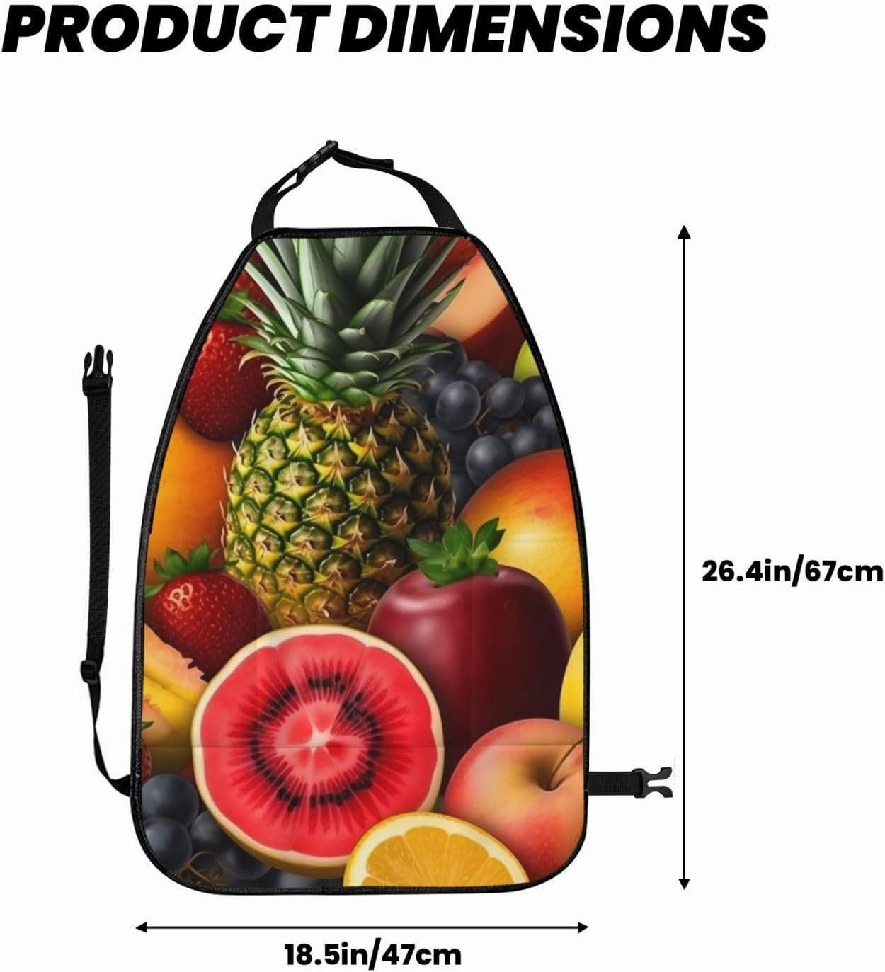 Kick Mat Back Seat Protector for Car 2 Pack Extra Large Car Back Seat Cover with 3 Storage Pockets Waterproof Seat Back Protector Fresh Juicy Fruits Backseat Car Organizer for Trucks SUV