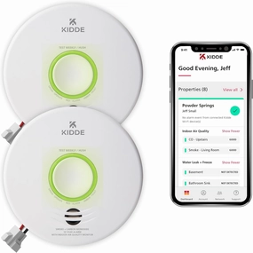 Kidde Smart Smoke & Carbon Monoxide Detector & Indoor Air Quality Monitor, WiFi, Alexa Compatible Device, Hardwired w/Battery Backup, Voice & App Alerts, 2 Pack