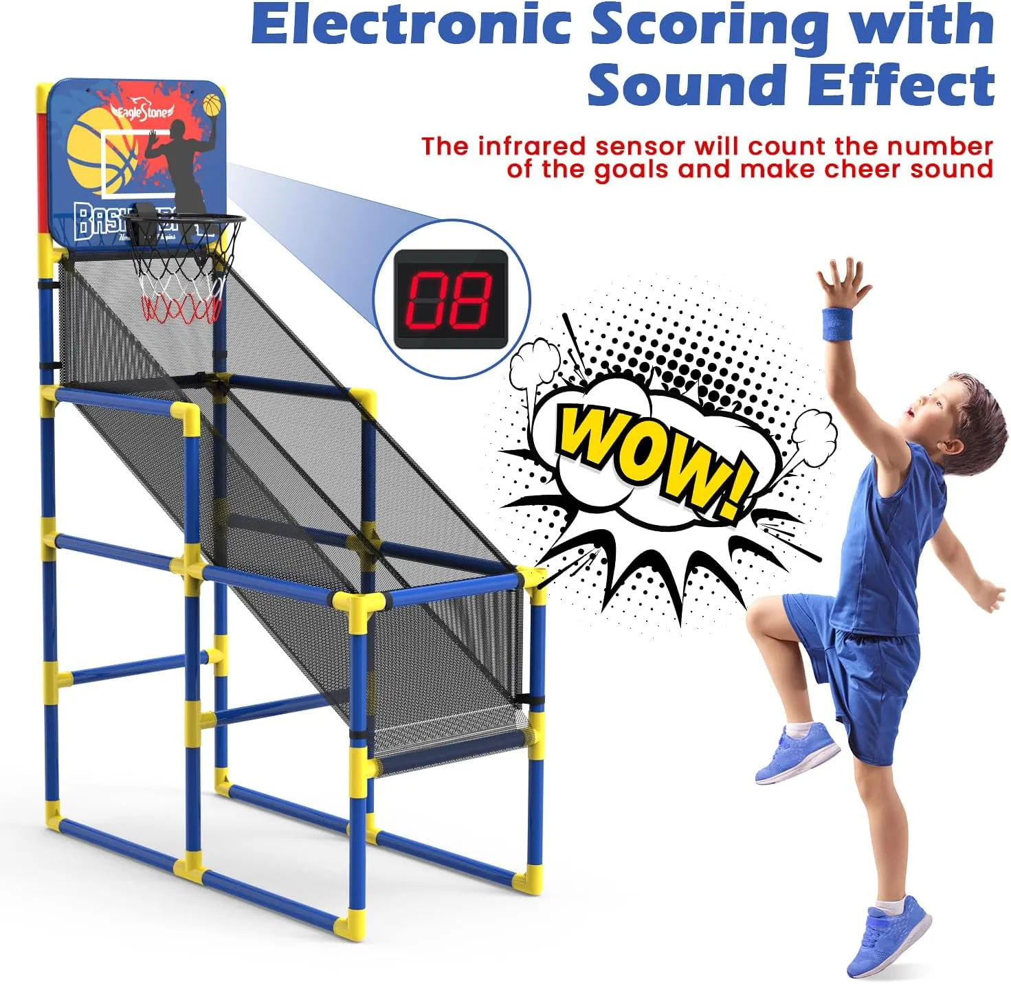 Kids Basketball Hoop Arcade Game W/Electronic Scoreboard Cheer Sound, Basketball Hoop Indoor Outdoor W/4 Balls, Basketball Game Toys Gifts for Kids 3-6 5-7 8-12 Toddlers Boys Girls