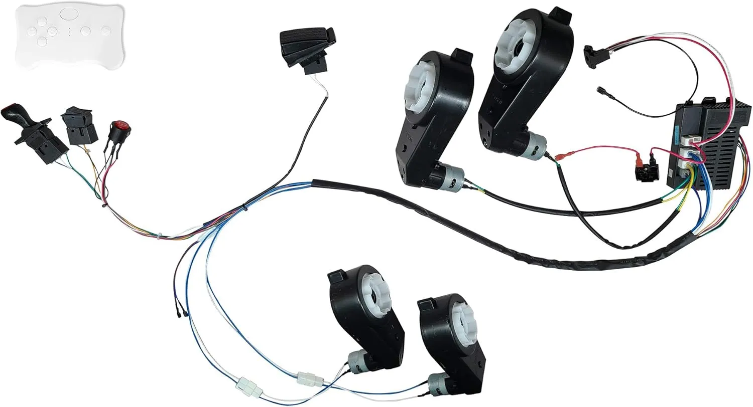 Kids Ride On Car 24V DIY Modified Harness Complete Set of Wires Remote Control Circuit Borad RX30 Control Box Switch Shifter Gearbox with Motor, Children Electric Ride On Toys Accessories