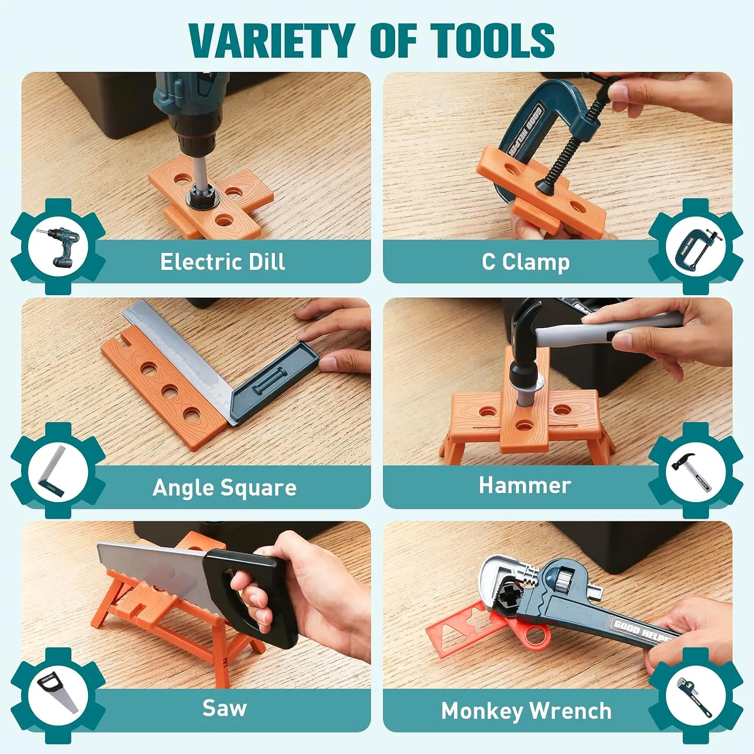 Kids Tool Box–Zealous 48 PCS Pretend Play Tools Toys for Toddler, Kids Electric Drill Kids Tool Kit for Boys & Girls Ages 3-8 Years Old, Construction Tool Kit Playset for Boys