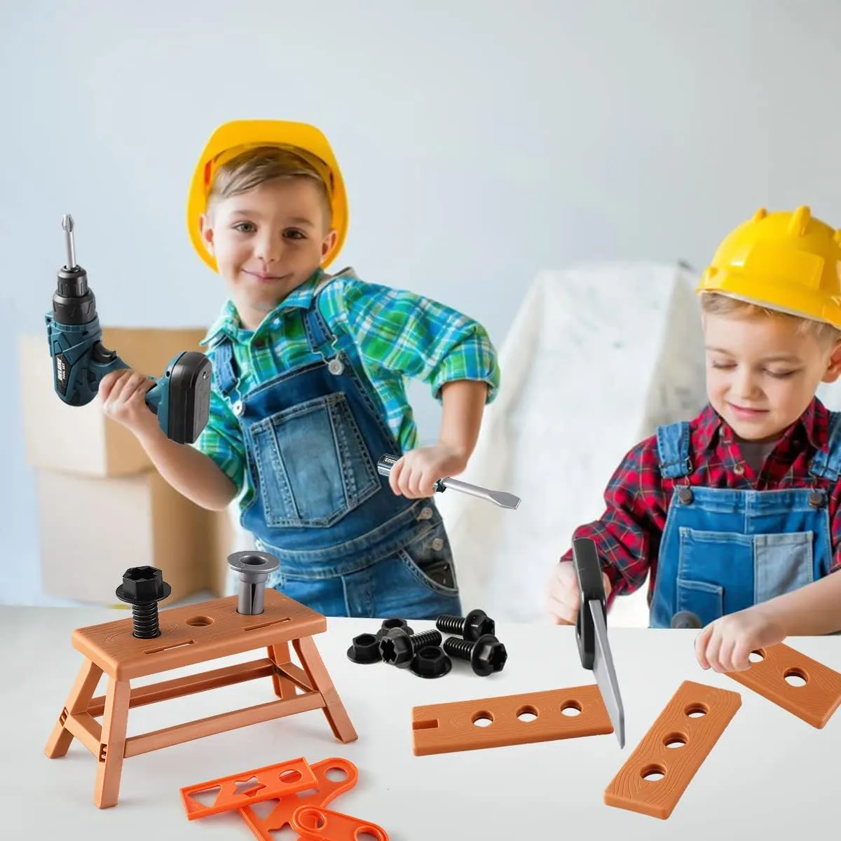 Kids Tool Box–Zealous 48 PCS Pretend Play Tools Toys for Toddler, Kids Electric Drill Kids Tool Kit for Boys & Girls Ages 3-8 Years Old, Construction Tool Kit Playset for Boys