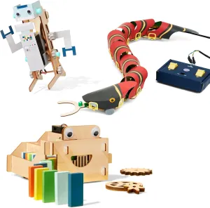 KiwiCo Robotics Bundle (3-Pack) | Domino Machine, Remote Controlled Snake, Jumping Robot | STEM Robotics & Building Kits for Kids Age 9 