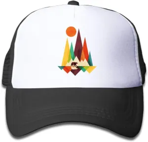 KKMKSHHG Bear Mountain Youth Adjustable Mesh Hats Baseball Trucker Cap for Boys and Girls