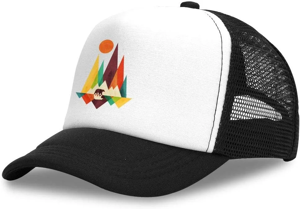 KKMKSHHG Bear Mountain Youth Adjustable Mesh Hats Baseball Trucker Cap for Boys and Girls