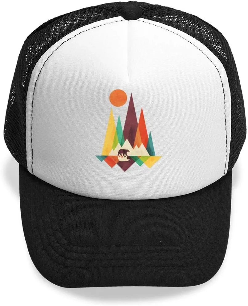 KKMKSHHG Bear Mountain Youth Adjustable Mesh Hats Baseball Trucker Cap for Boys and Girls