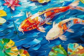 Koi Fish in Lotus Pond Wooden Jigsaw Puzzle for Adult Challenge Educational Fun Family Games Home Kitchen Decoration Family Activity Gifts 500 Piece