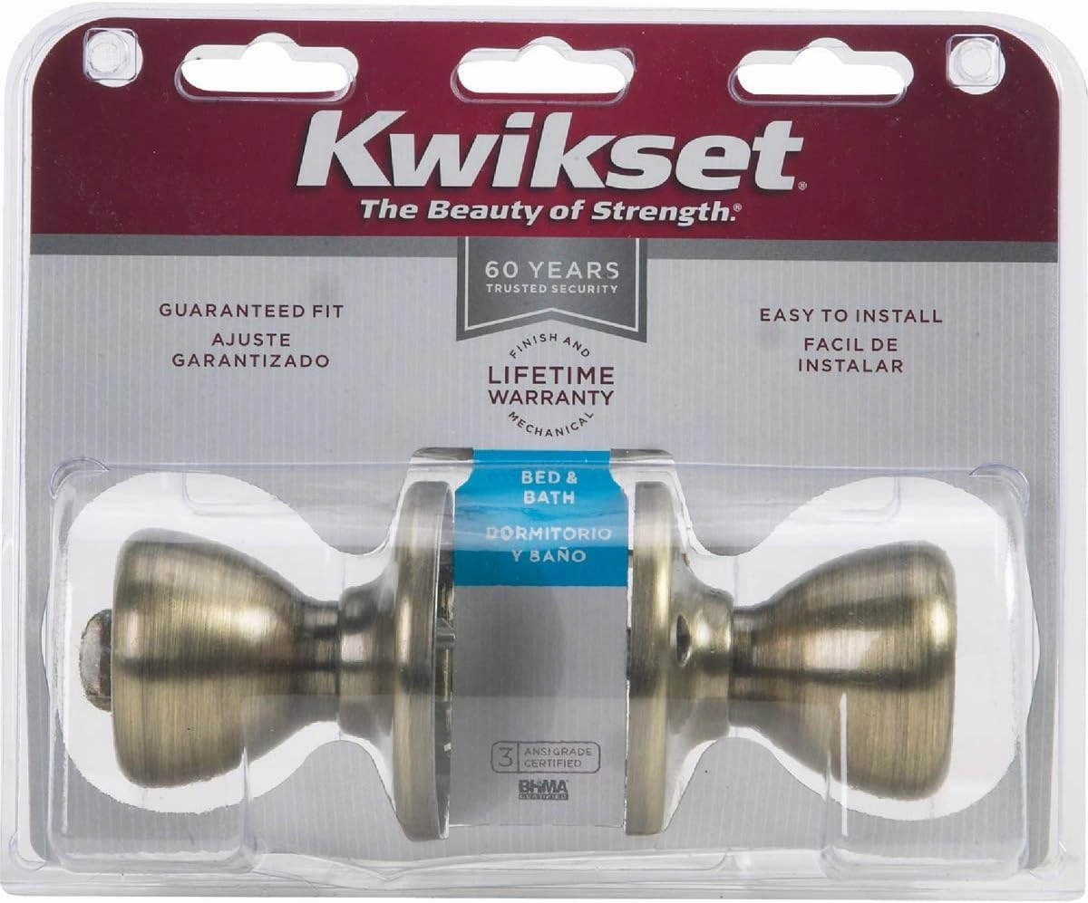 Kwikset 300T 5 CP RCL RCS BBPKG Tylo Bed/Bath Knob in Antique Brass