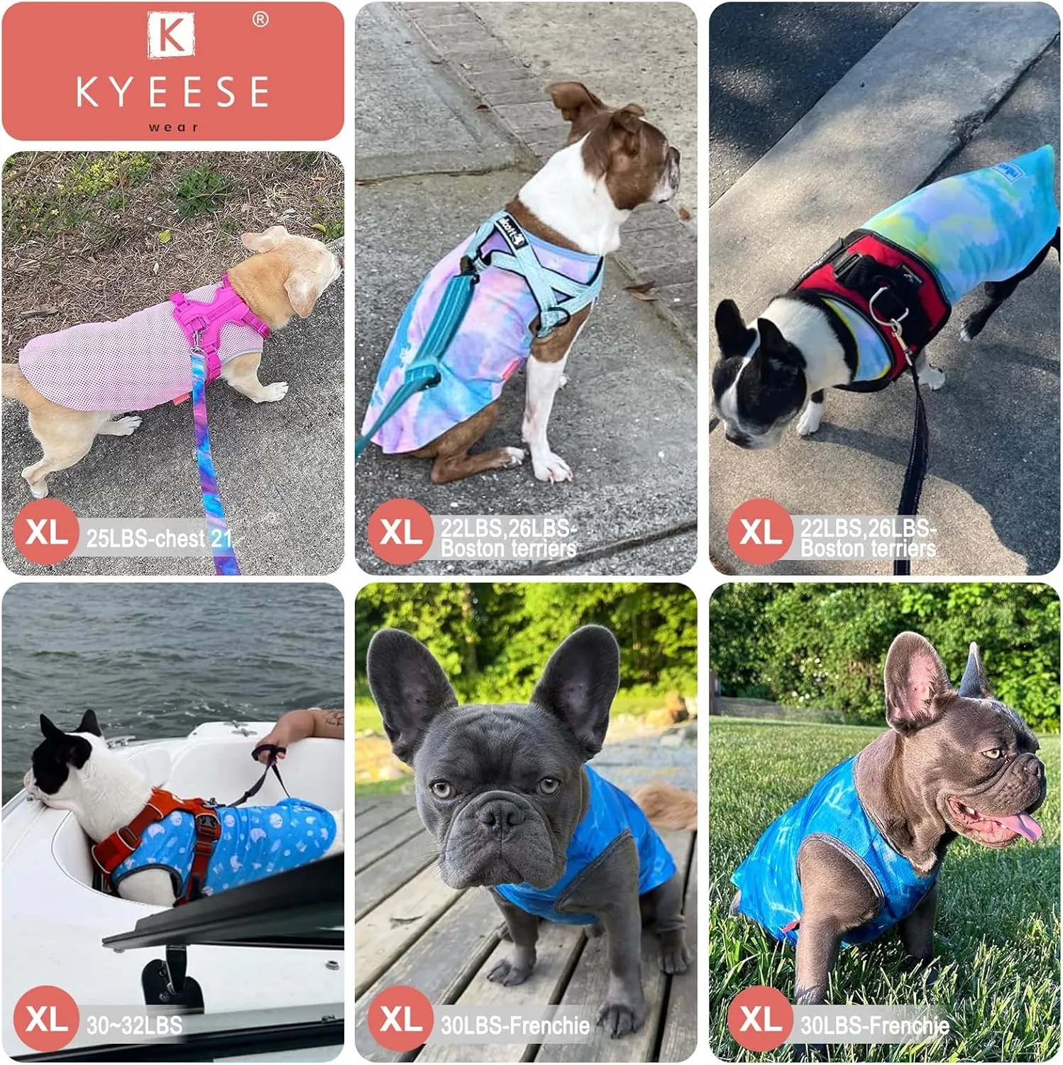 KYEESE 2 Pack Dog Cooling Shirts for Medium Dogs Summer Lightweight Sleeveless Vest Breathable Instant Cooling Dog Vest Quick Dry Sleeveless Vest Pet T-Shirts for Hunting, Training, Camping,XL