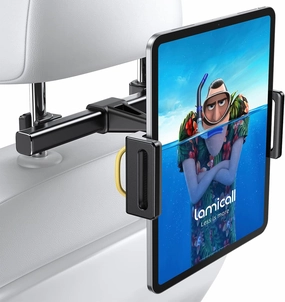 Lamicall Car Tablet Headrest Holder - Car Back Seat Headrest Tablet Mount Stand for Kids, Road Trip Essentials, Compatible with 2024 iPad Pro 11/13", Air Mini, Galaxy Tab, 4.7-13" Devices, Black