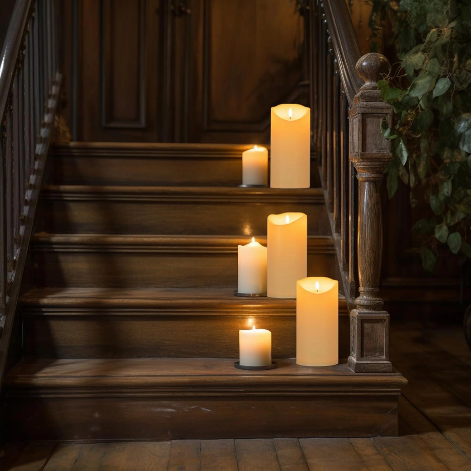 Large Flickering Flameless Candles with Remote, 4"x 9"Battery Operated Candles with Timer, Ivory Fake LED Pillar Candles for Outdoor Lanterns Porch, Set of 2