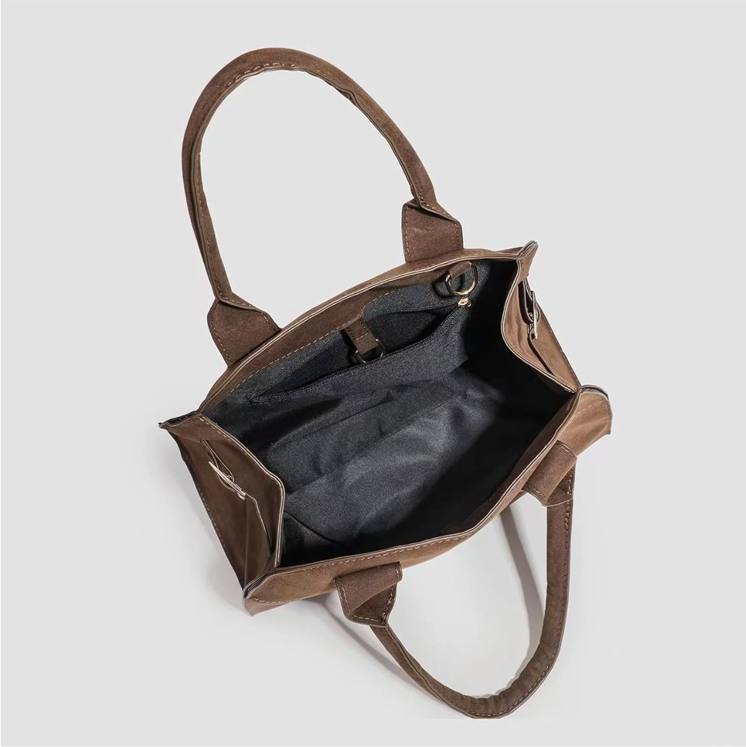 Large Suede Tote Bag For Women,Suede Retro Shoulder Bag,Crossbody Bag Faux Leather Handbag Trendy Work With shoulder strap