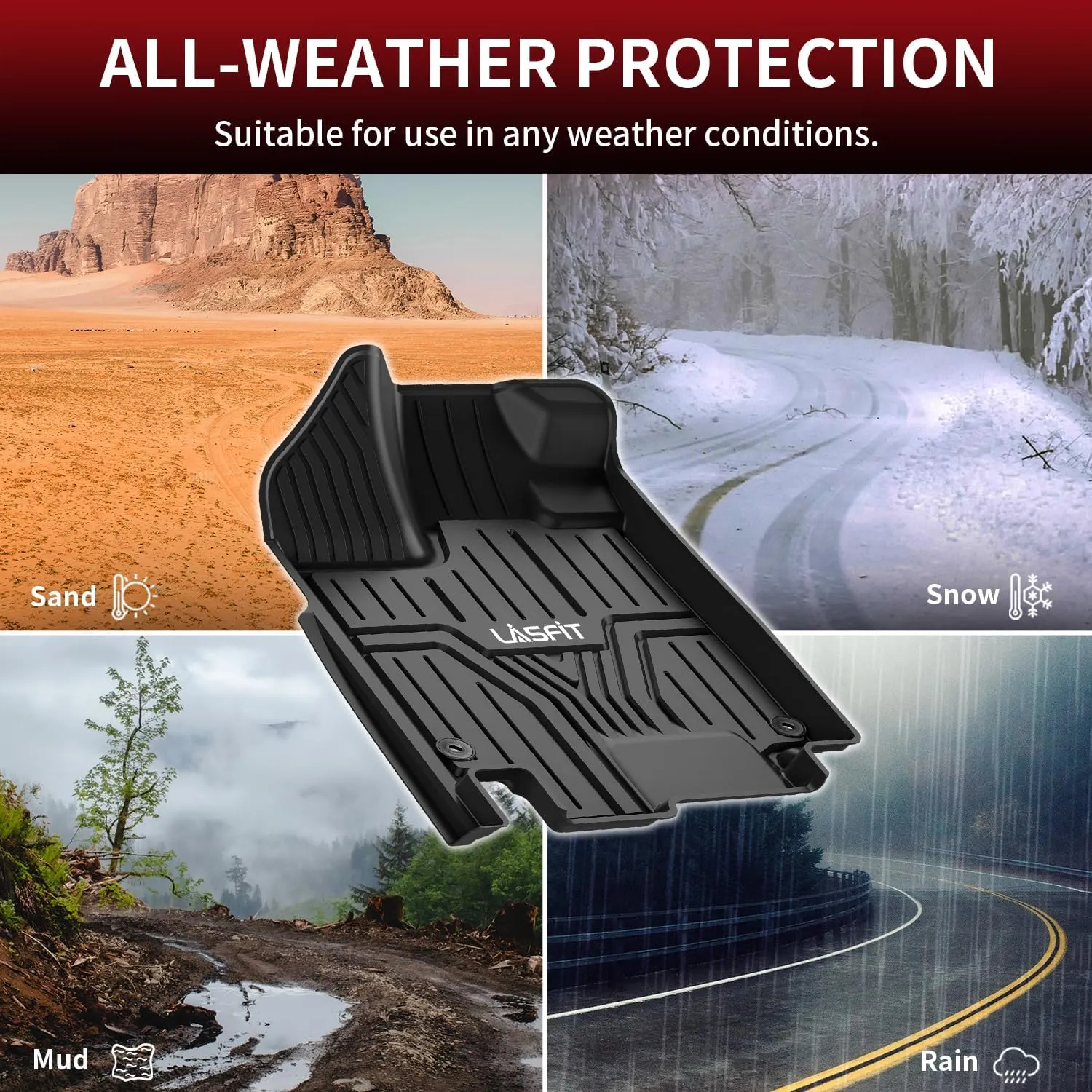 LASFIT Floor Mats for Honda Odyssey 2025 2024 2023 2022 2021 2020 2019 2018 Mini Passenger Van, All Weather TPE Car Liners,1st & 2nd & 3rd Row, Black
