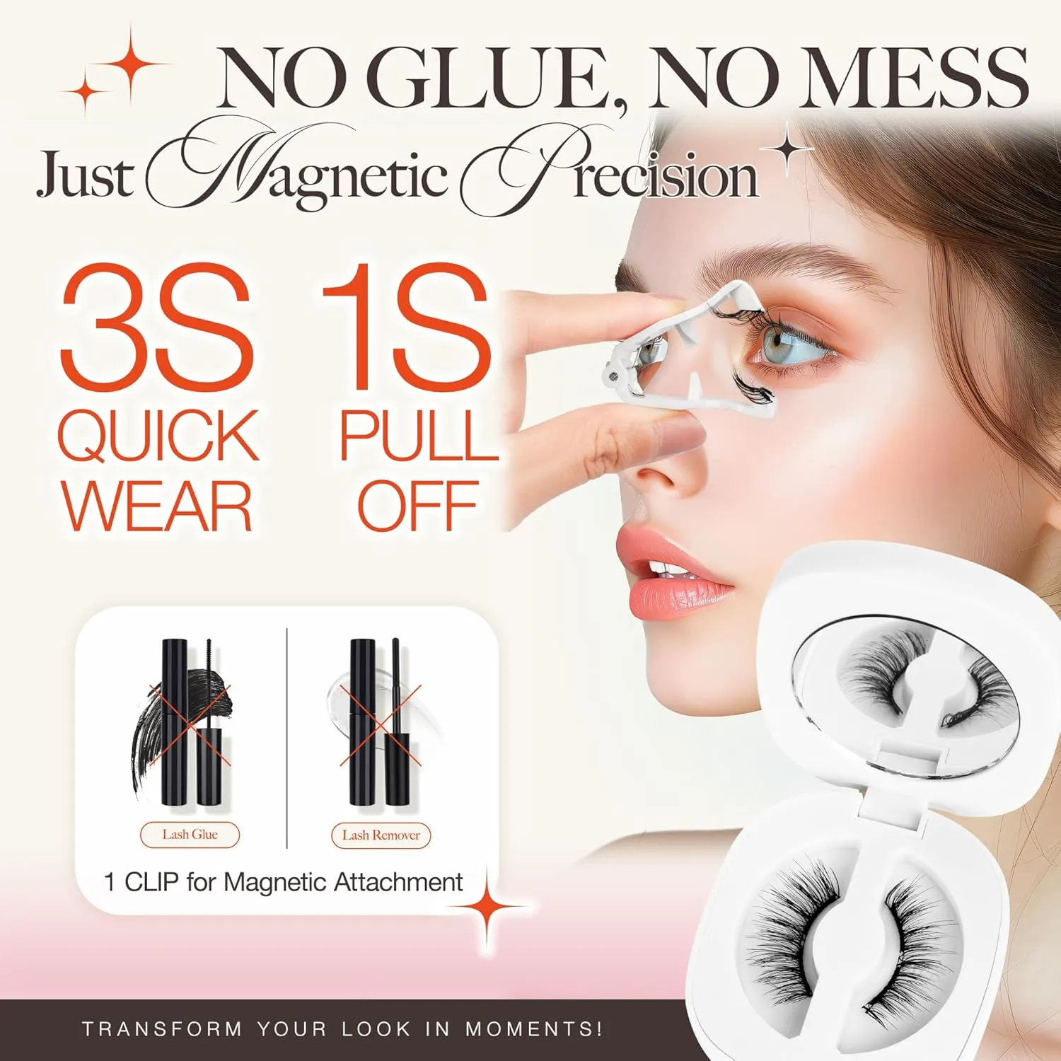 LASHVIEW Upgrade Magnetic Eyelashes with Applicator Reusable Soft Magnetic Eyelashes Natural Look No Glue Needed Lashes Kit Easy to Wear and Remove(A02)