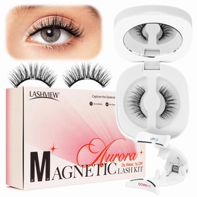 LASHVIEW Upgrade Magnetic Eyelashes with Applicator,Reusable Soft Magnetic Eyelashes Natural Look, No Glue Needed,Easy to Wear and Remove,24P