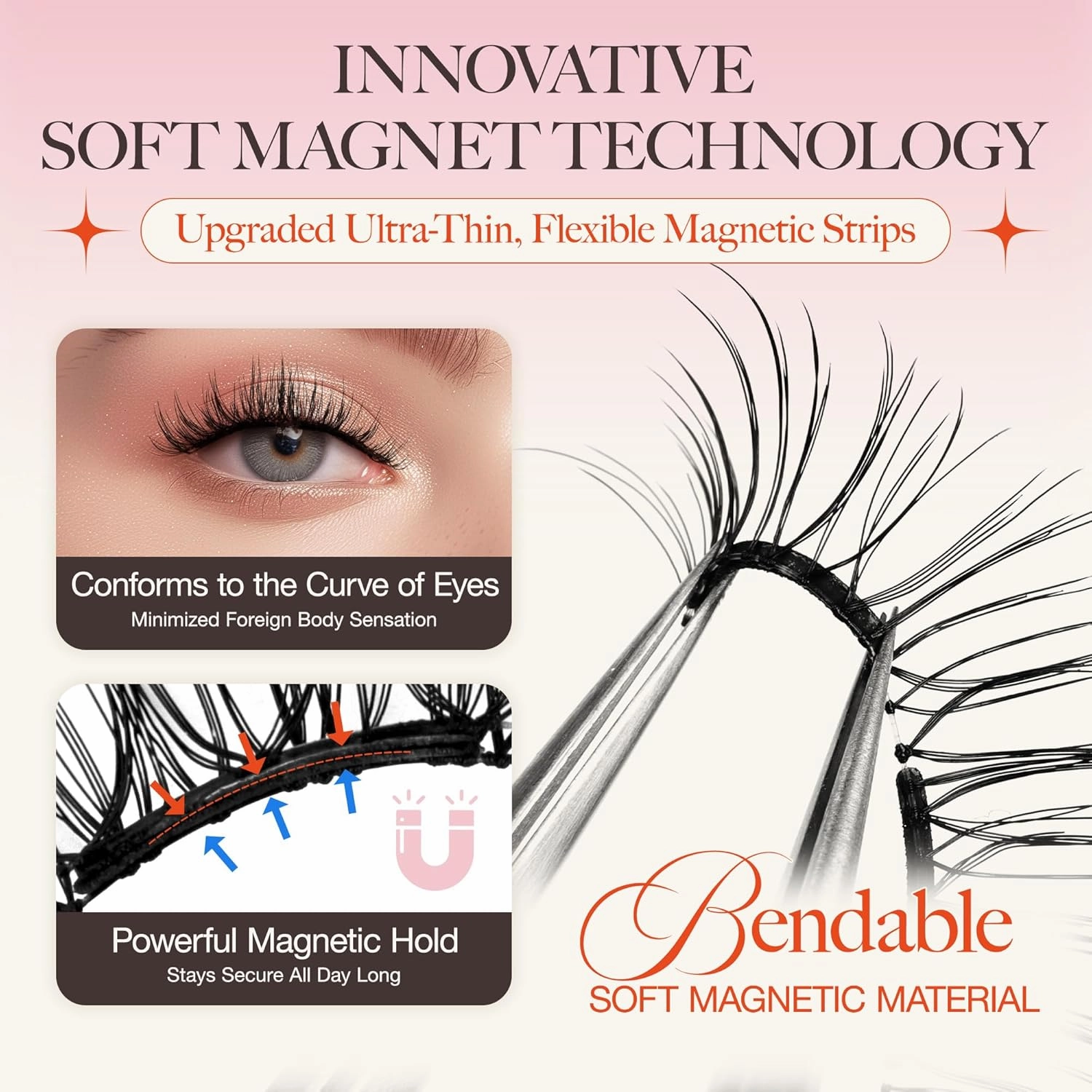 LASHVIEW Upgrade Magnetic Eyelashes with Applicator,Reusable Soft Magnetic Eyelashes Natural Look, No Glue Needed,Easy to Wear and Remove,24P