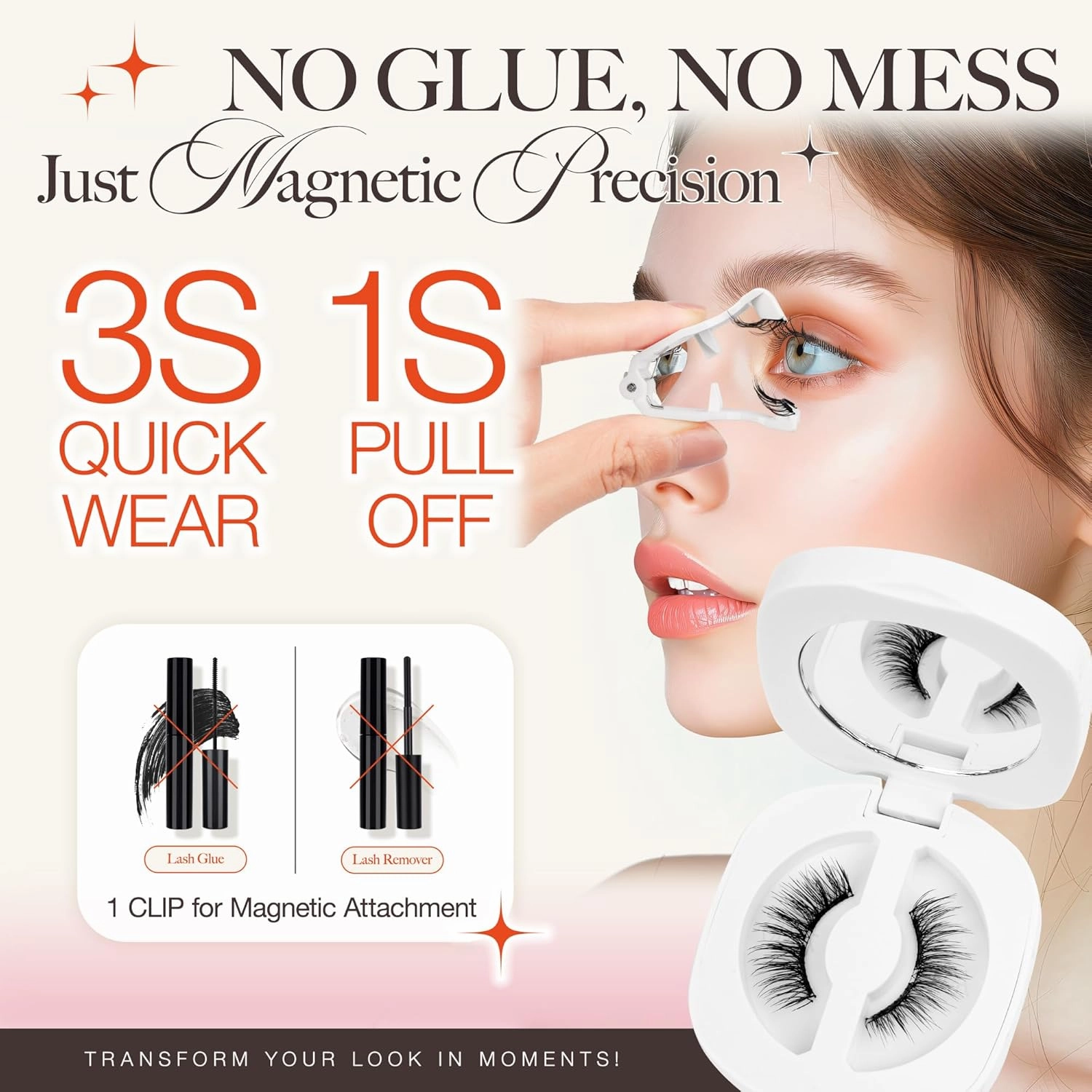 LASHVIEW Upgrade Magnetic Eyelashes with Applicator,Reusable Soft Magnetic Eyelashes Natural Look, No Glue Needed,Easy to Wear and Remove,24P