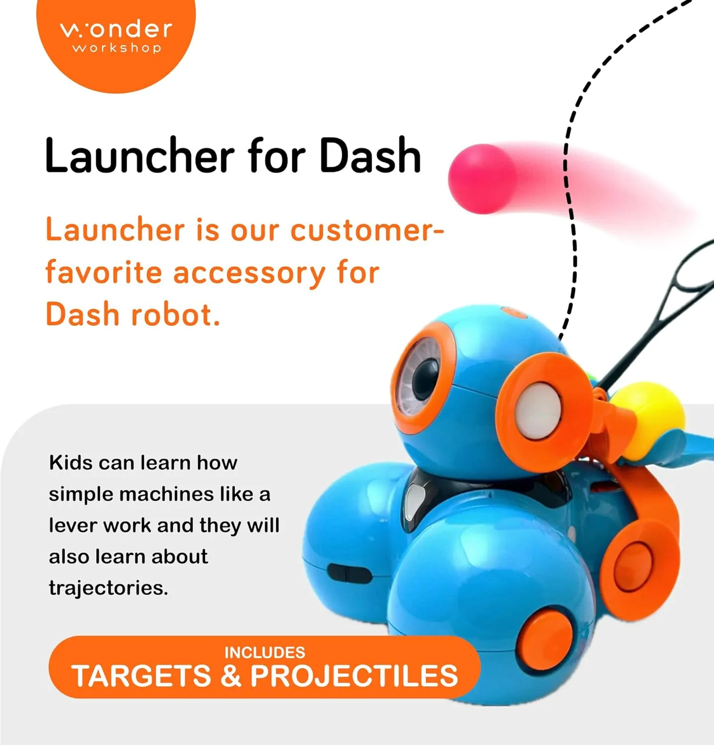 Launcher Accessory for Dash Robot – Turn Dash Robot into a Projectile Launcher– Fun Accessory for STEM Robot Toys for Kids 6 