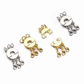 Layered Necklace Clasp, Locking Magnetic Multi Necklace Clasp, Necklace Separator for Layering 3 Strands Silver/Gold