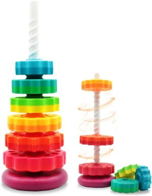 LBAIBB Spinning Stacking Toys, ABS Plastic Rainbow Design, Educational Interactive Learning's Stack Toys, Suitable for Gifts for Boys and Girls