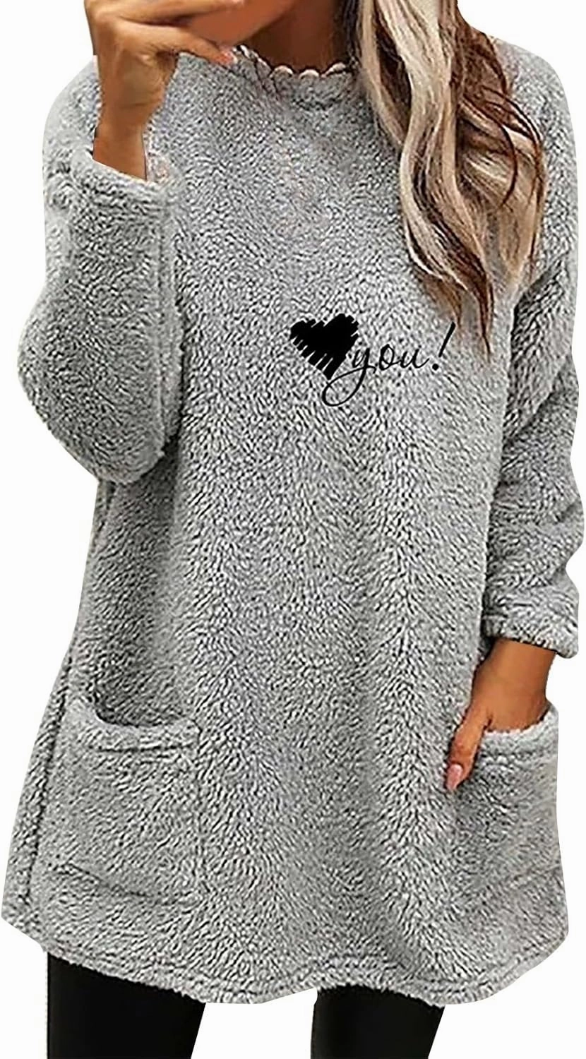 LCMTWX Winter Warm Fleece Pullover Sweatshirt Women Thickening Plus Size Coat Jacket Casual Plus Size Loose Coat Casual