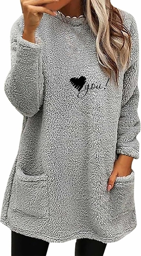 LCMTWX Winter Warm Fleece Pullover Sweatshirt Women Thickening Plus Size Coat Jacket Casual Plus Size Loose Coat Casual