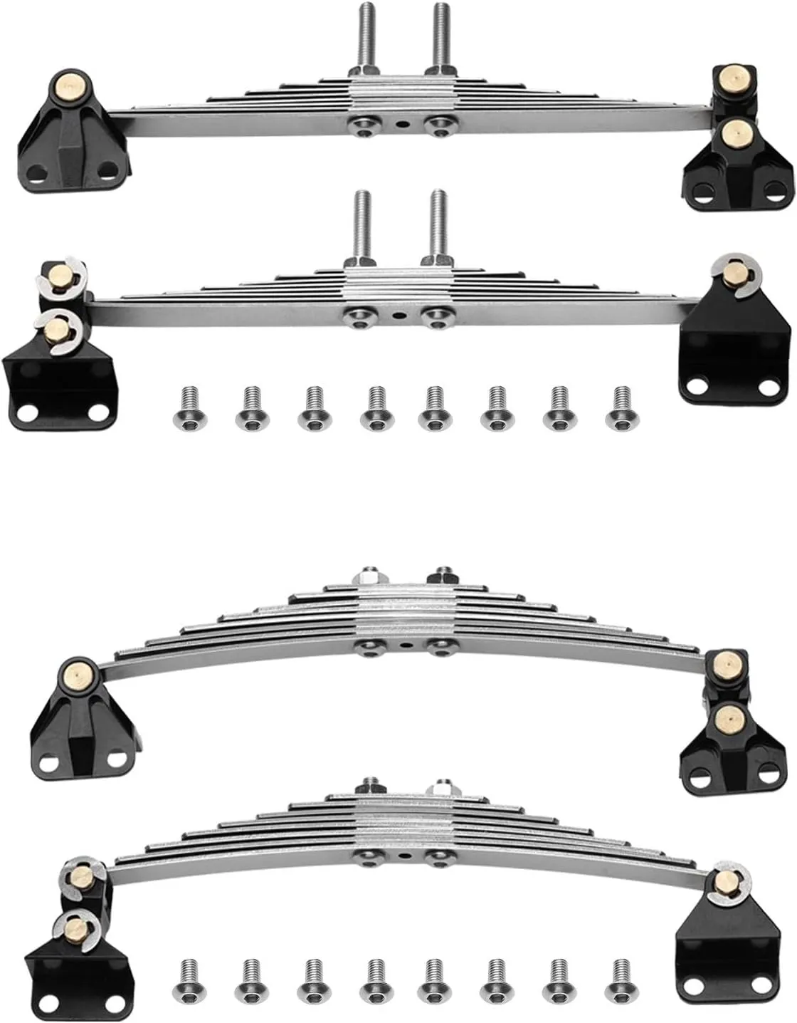 Leaf Spring Shock Absorber Components for 1/14 Scale RC Vehicles, unpowered suspensions