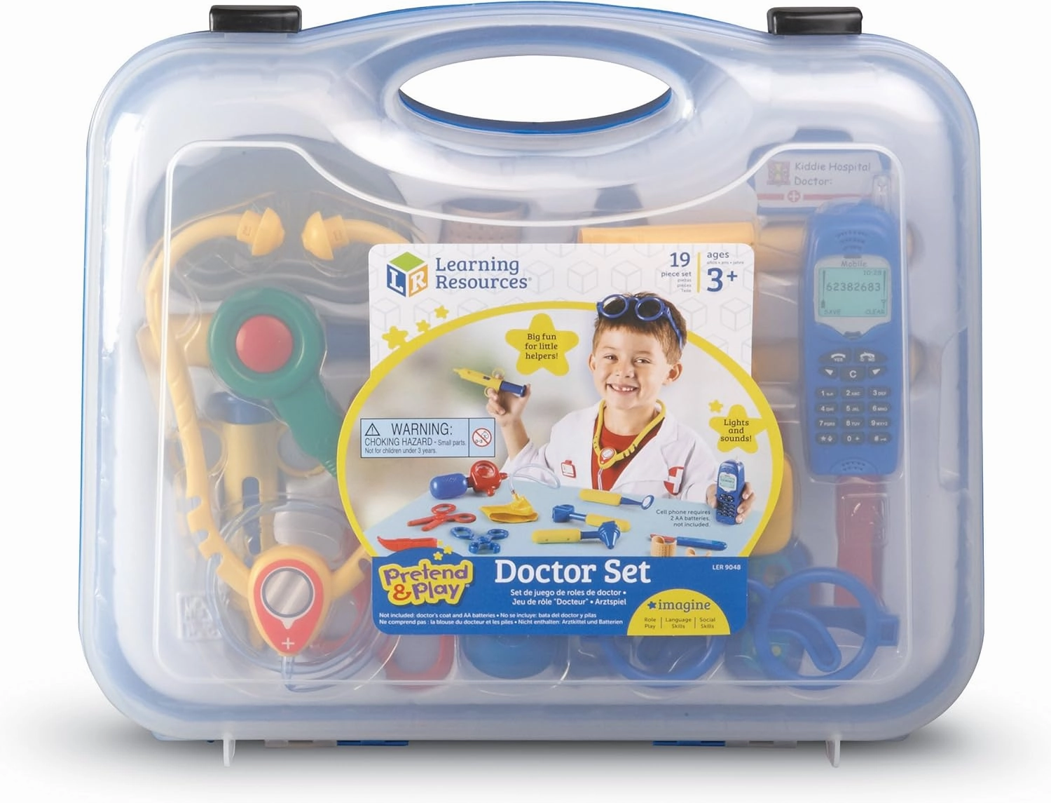 Learning Resources Pretend & Play Doctor Set Blue - 19 Pieces, Ages 3  Doctor Kit for Kids, Toddler Doctor Kit, Toy Medical Kit, Toddler Social Emotional Learning Toys