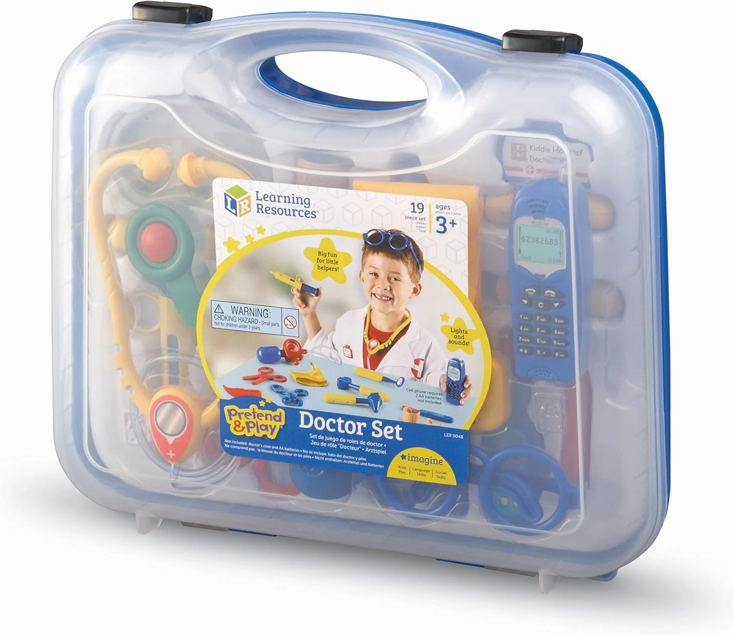 Learning Resources Pretend & Play Doctor Set Blue - 19 Pieces, Ages 3  Doctor Kit for Kids, Toddler Doctor Kit, Toy Medical Kit, Toddler Social Emotional Learning Toys