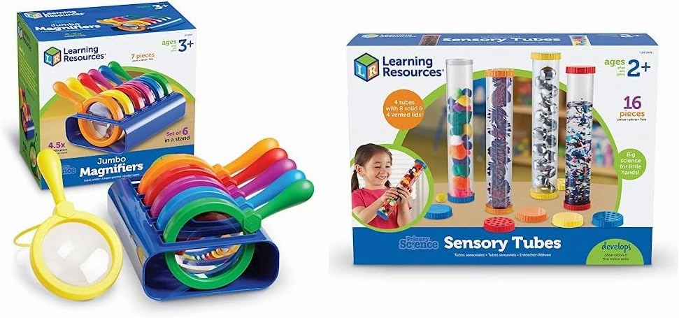 Learning Resources Primary Science Magnifiers (6 Pieces) and Sensory Tubes (Set of 4) for Kids