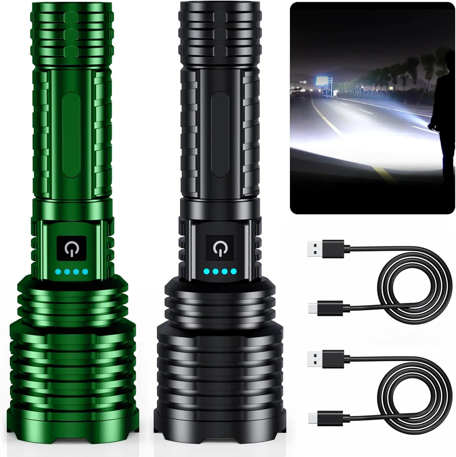 LED Flashlight High Lumens, Super Bright LED Rechargeable Handheld Flashlights Powered by Battery, Waterproof Tactical Flashlights,Zoomable 5 Modes,31H Runtime, Holster for Emergencies Camping