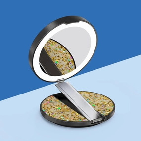LED Travel Makeup Mirror with 3-Color Adjustable Light - Enhance Your Beauty Anytime, 250 mAh Super Long Battery Life; Phone Stand for iPhone &The Best Solution for Self-use and Gifting (Black)