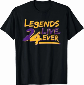 Legends Live Forever Basketball Life T-Shirt - Black, Unisex-Adults/Kids, Short Sleeve, Classic Fit, Crew Neck, Small