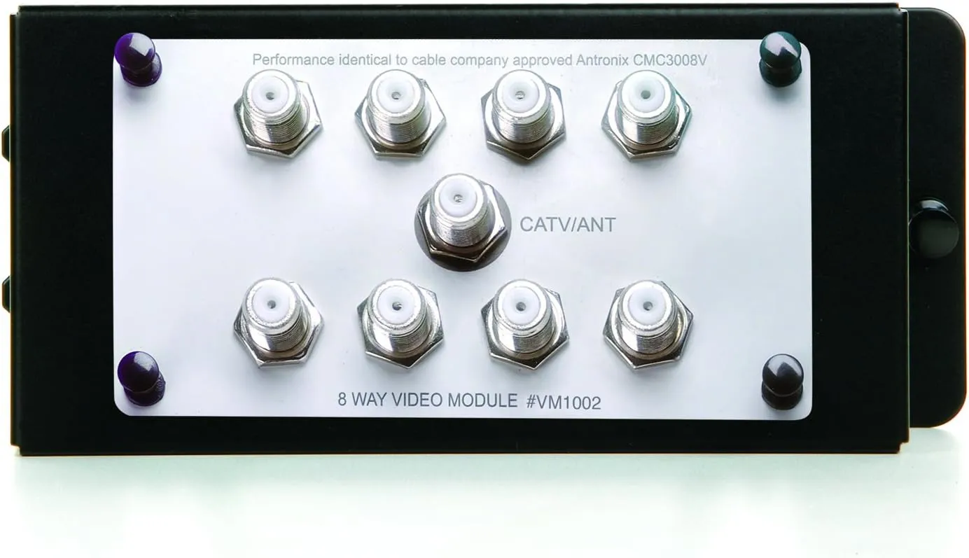 Legrand - OnQ 1X8 Enhanced Passive Video Splitter, Coaxial Cable Splitter for Quality Video, Cable Splitter Approved for Digital Cable, HDTV, and High-Speed Internet, 1GHz, VM1002