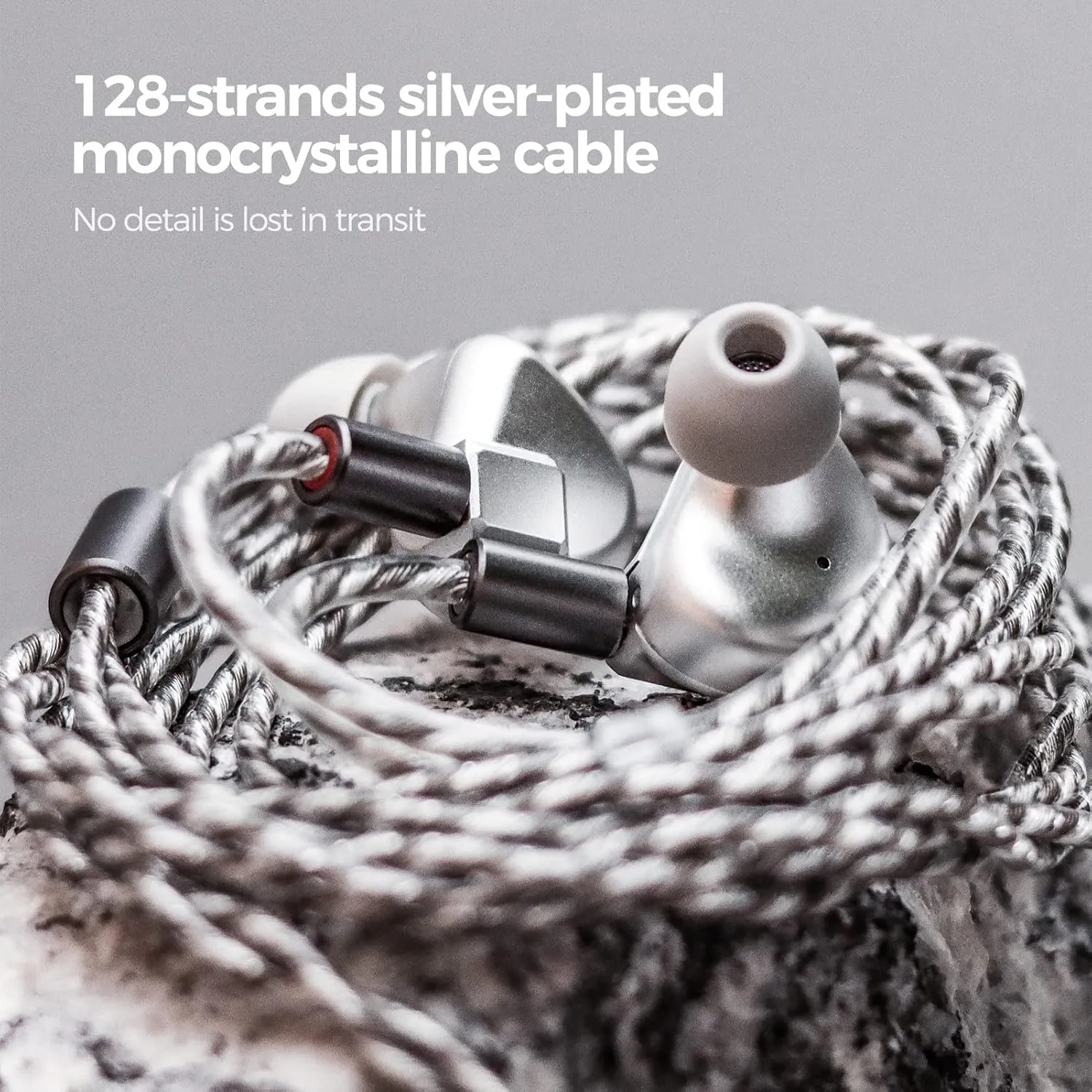 Letshuoer S12 in-Ear Headphones 14.8mm Planar Magnetic Driver Wired in-Ear HiFi Earphones for Smartphones/PC/Tablet (3.5mm Connector, Silver)