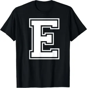 Letter E Capital Alphabet College Varsity Monogram Club T-Shirt