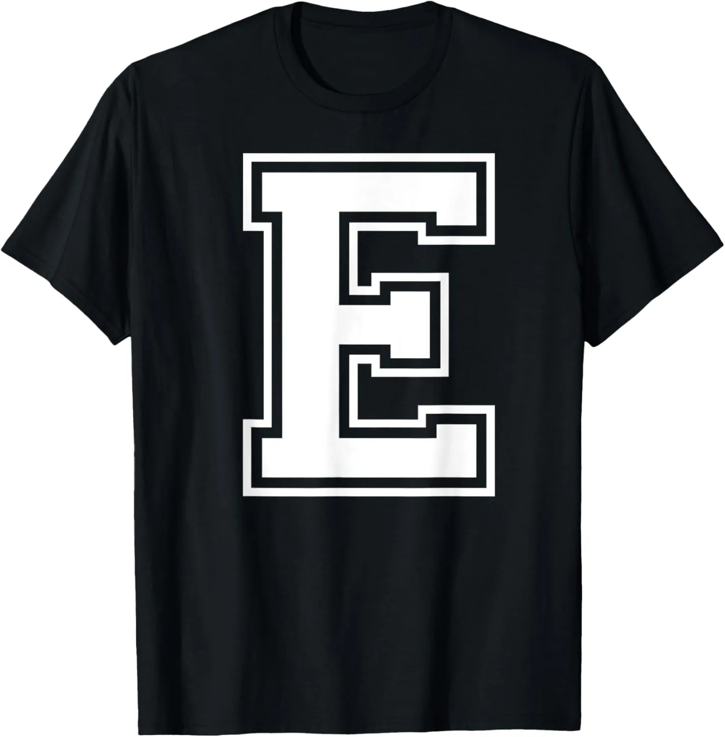 Letter E Capital Alphabet College Varsity Monogram Club T-Shirt