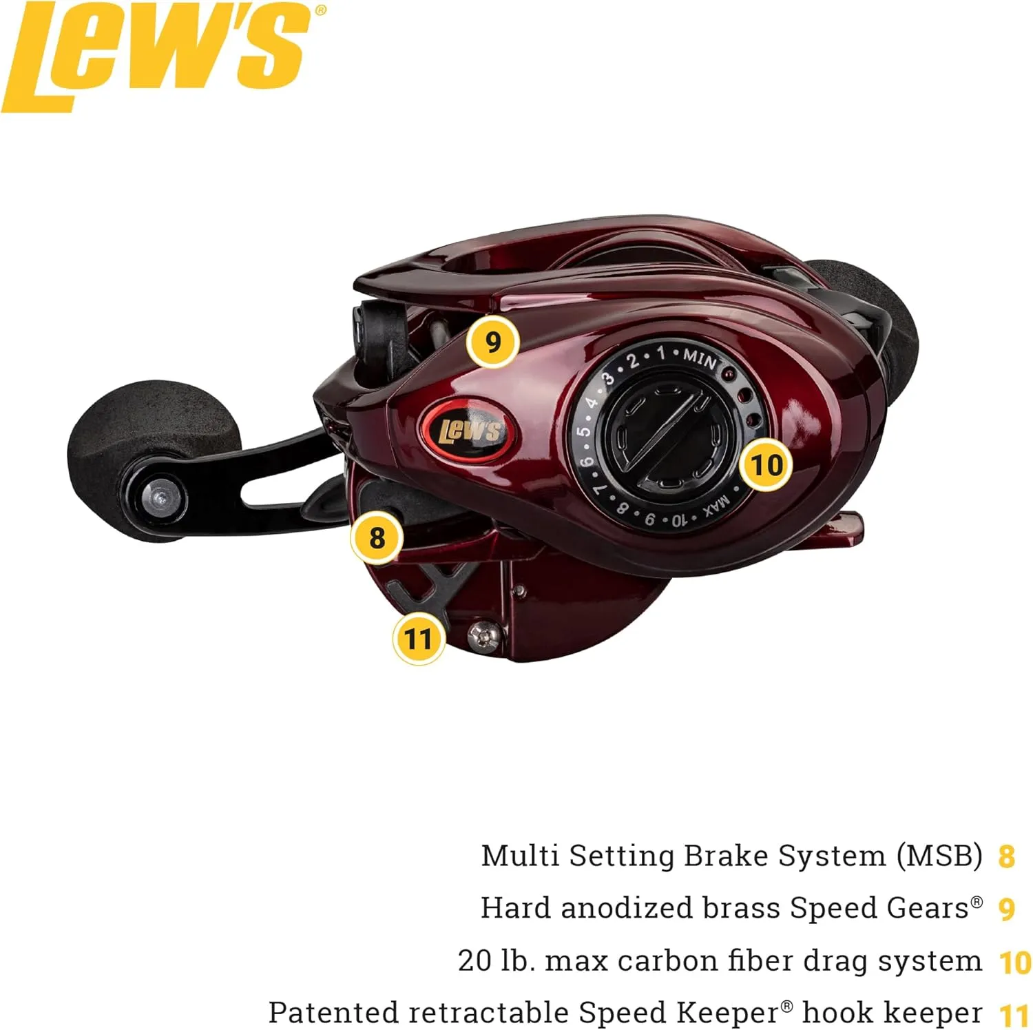 Lew's KVD Baitcast Fishing Reel, Aluminum Frame, Premium 10 Stainless Steel Ball Bearings