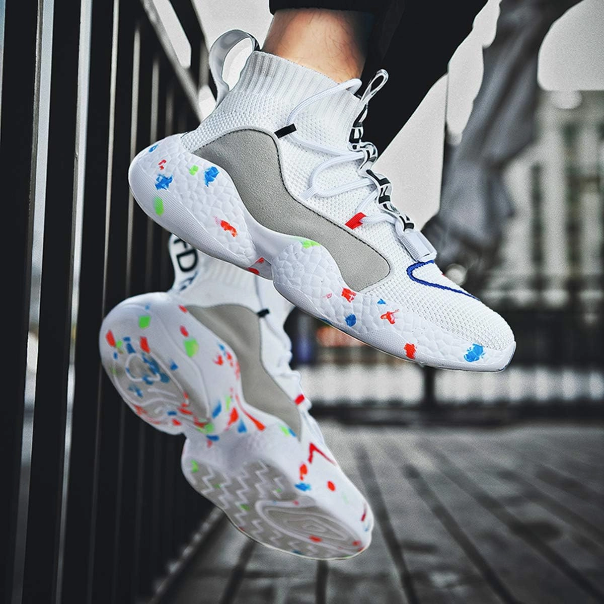 LIBINXIF Women's Men's Upper Light Breathable Fashion Non-Slip Sneakers Comfortable Walking Shoes Couple Shoes Sock Shoes Running Shoes Trainers Shoes Large Shoes