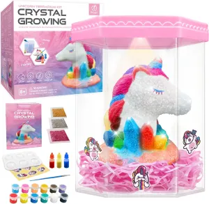Light-Up Unicorn Terrarium Kit, Crystal Growing Unicorn, Grow, Paint & Decorate Your Own Animal, DIY STEM Project Science Experiment Arts and Crafts Set, Idea for Girls & Boys Age 6-12 