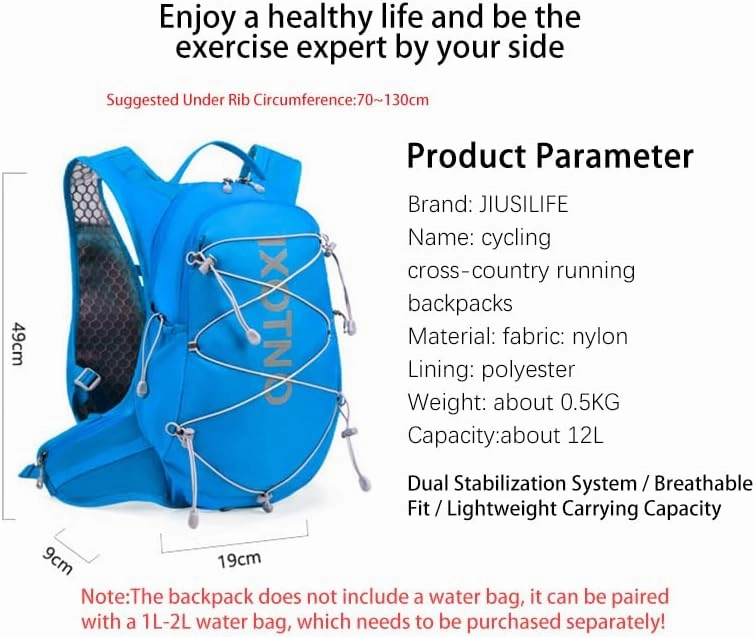 Lightweight Water Bag Backpack, Lightweight Breathable Reflective Marathon Hydration Backpack, Suitable for Running, Hiking, Marathon, Cycling, Mountaineering, Camping