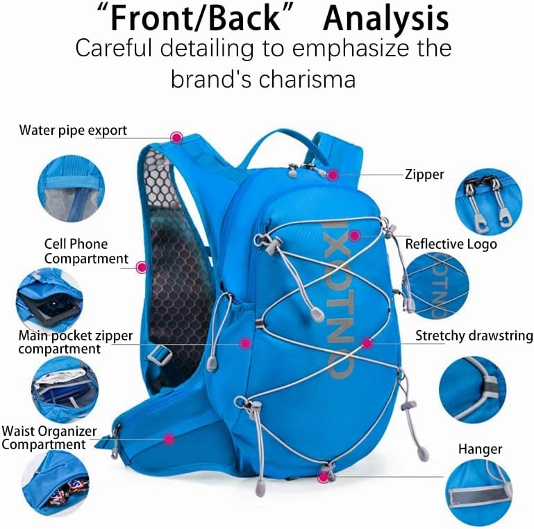 Lightweight Water Bag Backpack, Lightweight Breathable Reflective Marathon Hydration Backpack, Suitable for Running, Hiking, Marathon, Cycling, Mountaineering, Camping