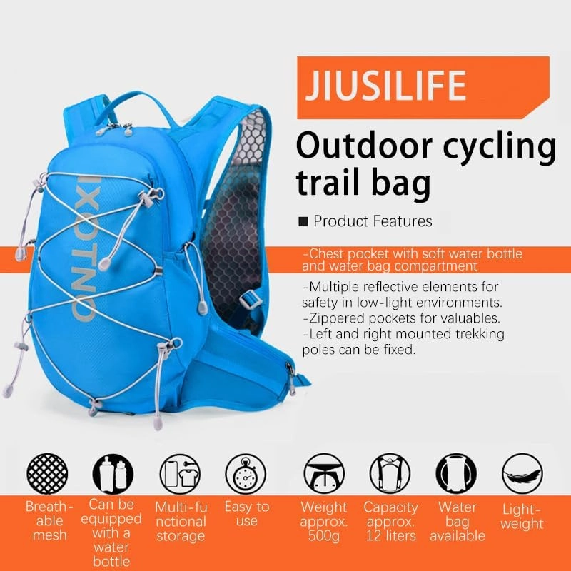 Lightweight Water Bag Backpack, Lightweight Breathable Reflective Marathon Hydration Backpack, Suitable for Running, Hiking, Marathon, Cycling, Mountaineering, Camping